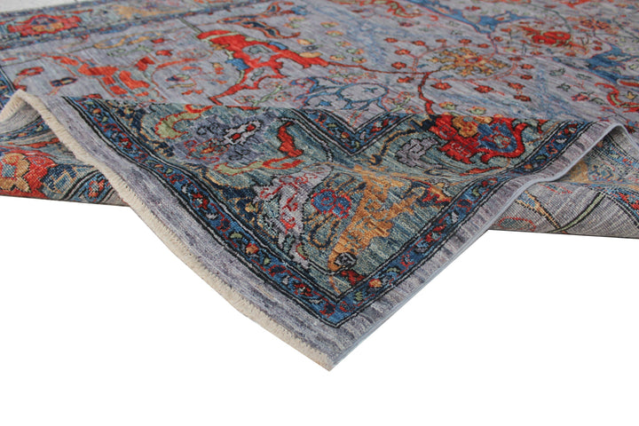 Hand Knotted Afghani Aryana Area Rug in blue