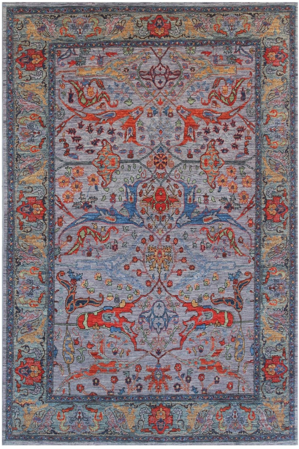 Hand Knotted Afghani Aryana Area Rug in blue