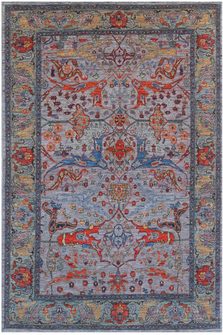 Hand Knotted Afghani Aryana Area Rug in blue