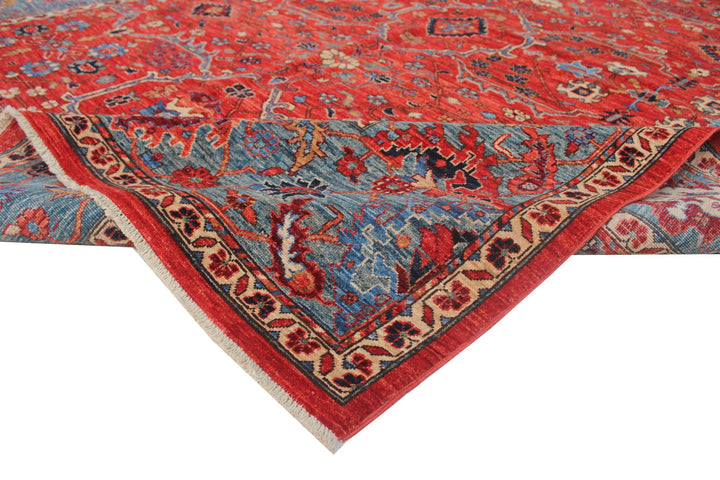 Hand Knotted Afghani Aryana Area Rug in red 