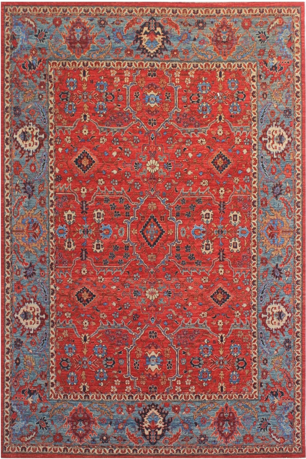 Hand Knotted Afghani Aryana Area Rug in red 