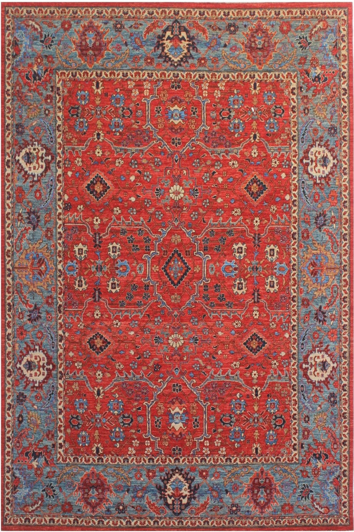 Hand Knotted Afghani Aryana Area Rug in red 