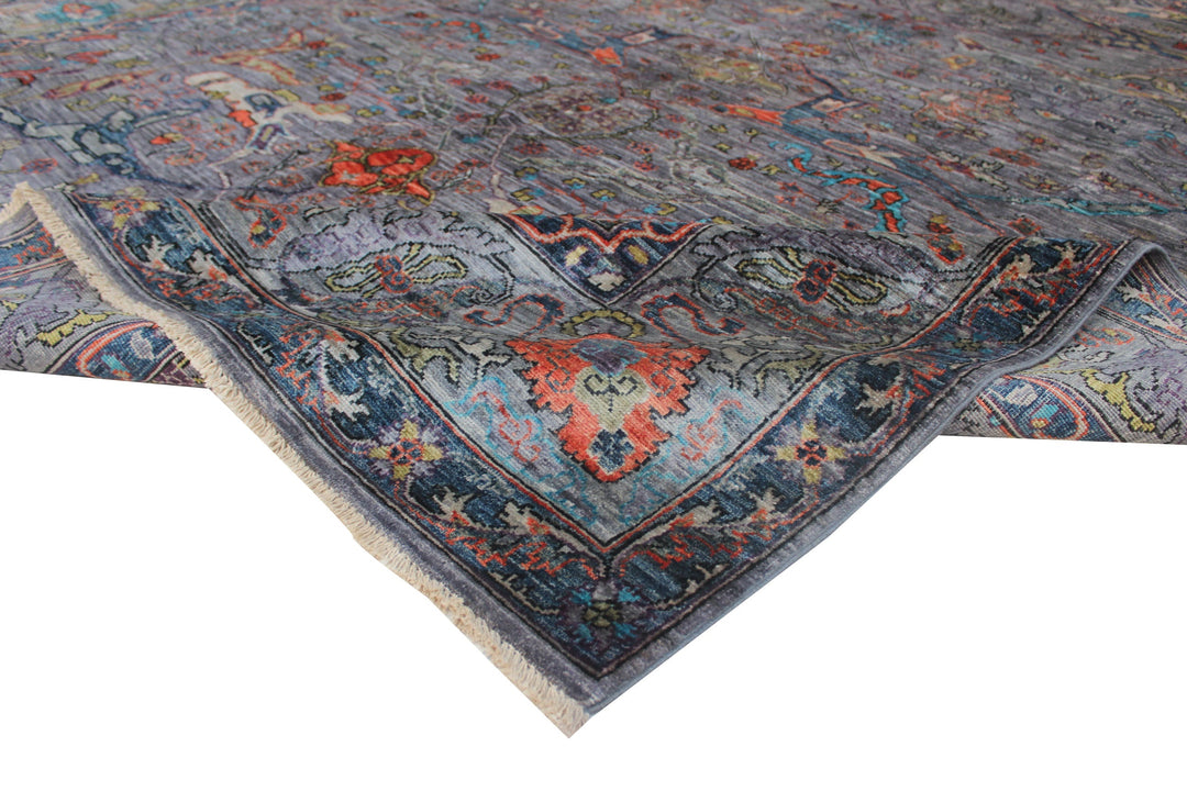 Hand Knotted Afghani Aryana Area Rug in blue