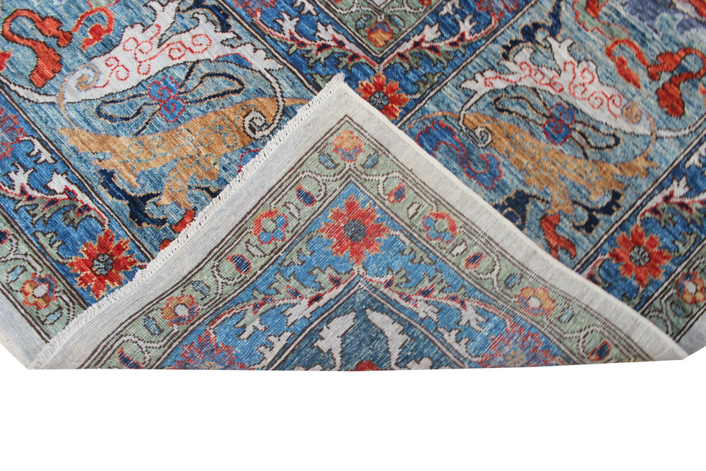 Hand Knotted Afghani Aryana Area Rug In Blue