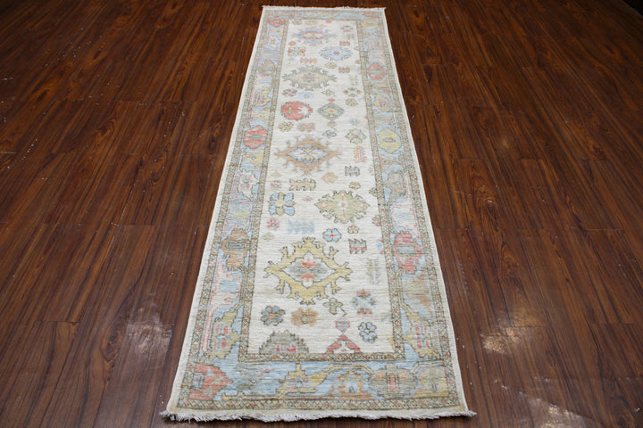 Hand Knotted Afghani Oushak Runner > Design# CCRAC23002 > Size: 2'-9" x 9'-8"