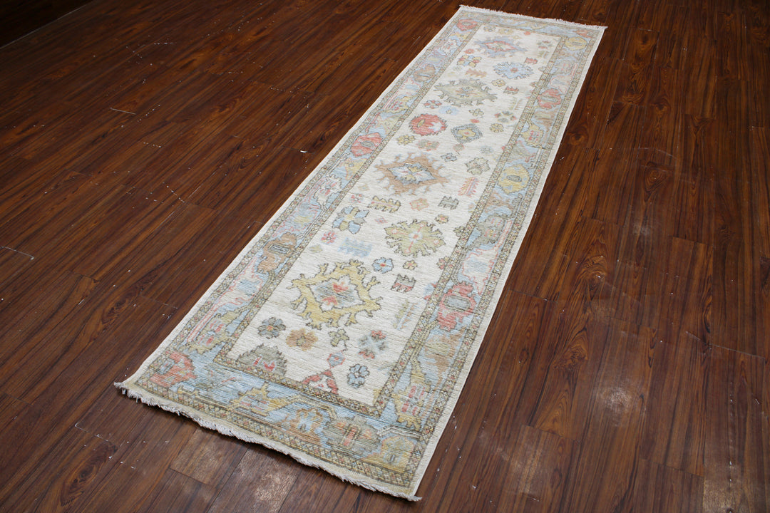 Hand Knotted Afghani Oushak Runner > Design# CCRAC23002 > Size: 2'-9" x 9'-8"