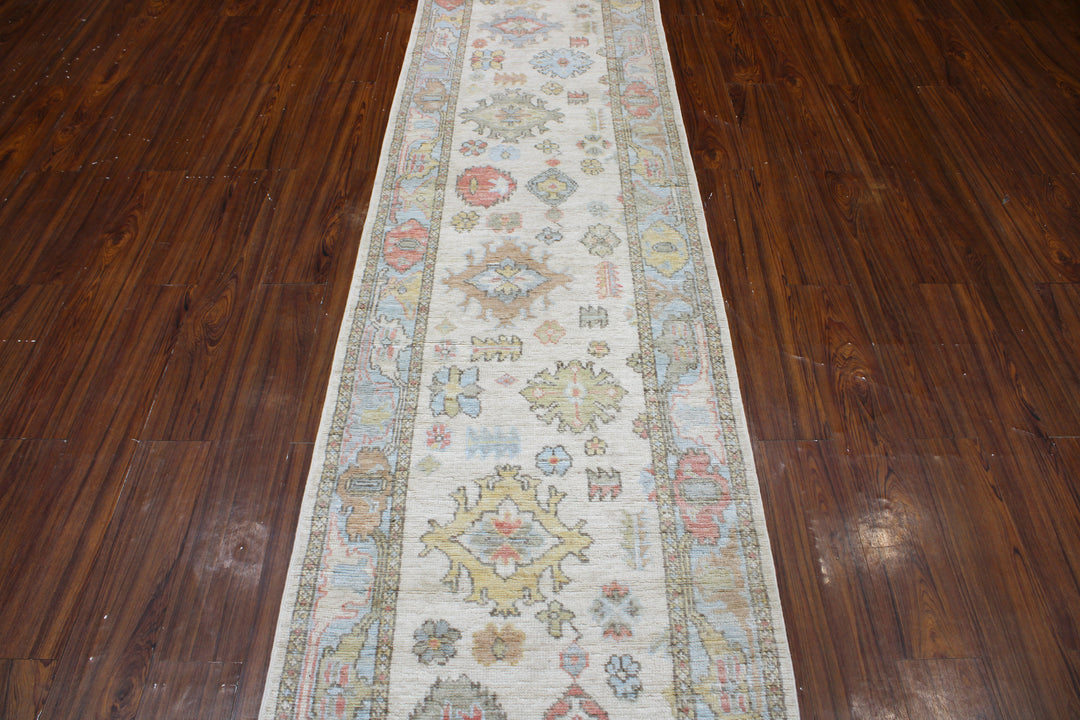 Hand Knotted Afghani Oushak Runner > Design# CCRAC23002 > Size: 2'-9" x 9'-8"