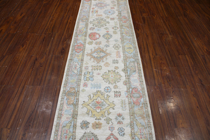 Hand Knotted Afghani Oushak Runner > Design# CCRAC23002 > Size: 2'-9" x 9'-8"