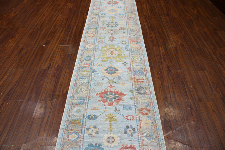 Hand Knotted Afghani Oushak Runner in neutral 