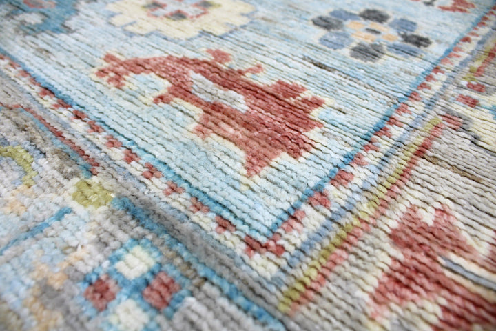 Hand Knotted Afghani Oushak Runner in neutral 