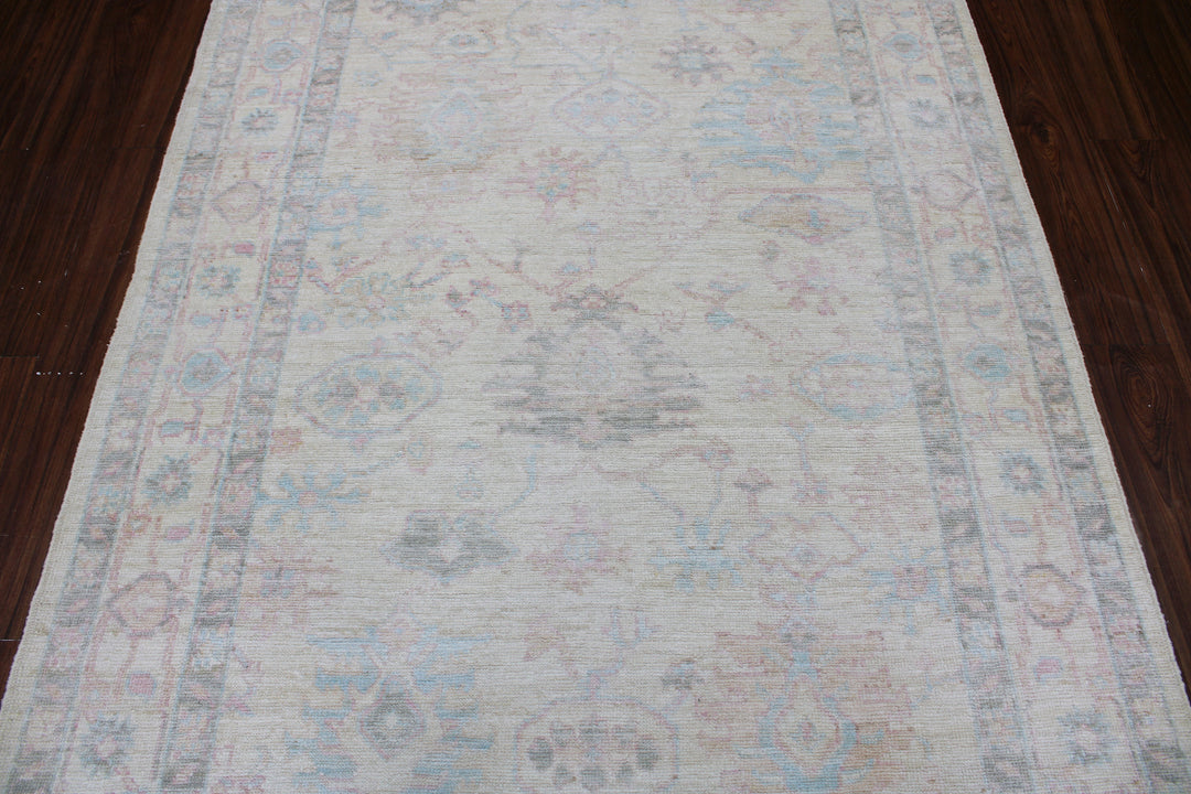 Hand Knotted Afghani Oushak Area Rug in gray