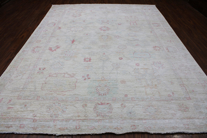 Hand Knotted Afghani Oushak Area Rug in neutral gray