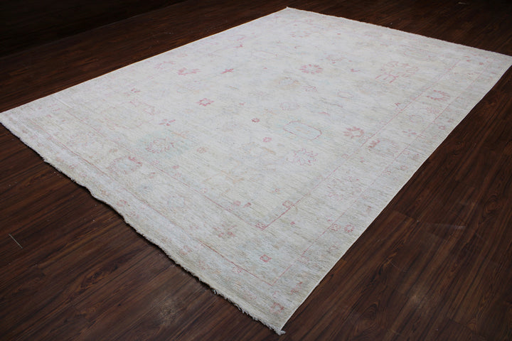 Hand Knotted Afghani Oushak Area Rug in neutral gray