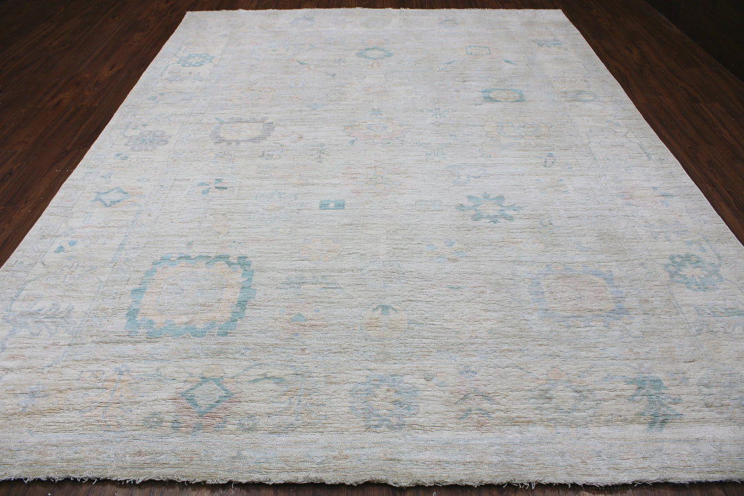 Hand Knotted Afghani Oushak Area Rug in Neutral 