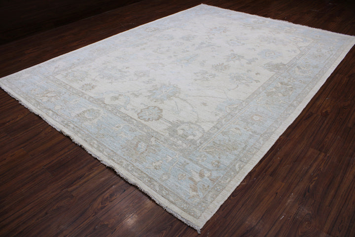 Hand Knotted Afghani Oushak Area Rug in Neutral 