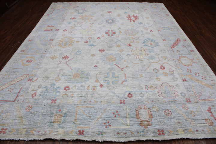 Hand Knotted Afghani Oushak Area Rug in neutral 