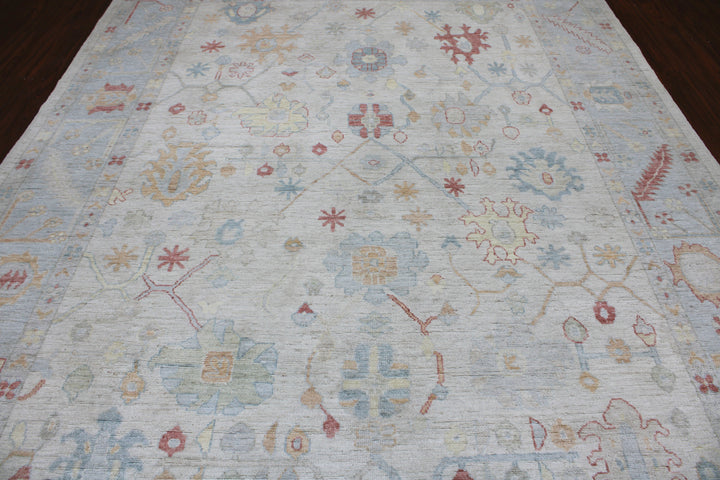 Hand Knotted Afghani Oushak Area Rug in neutral 