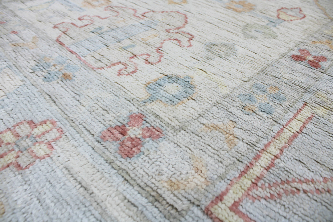 Hand Knotted Afghani Oushak Area Rug in neutral 