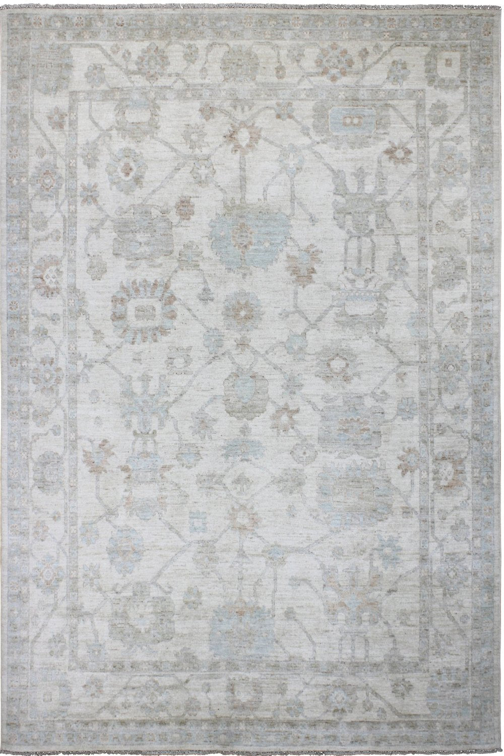 Hand Knotted Afghani Oushak Area Rug in gray