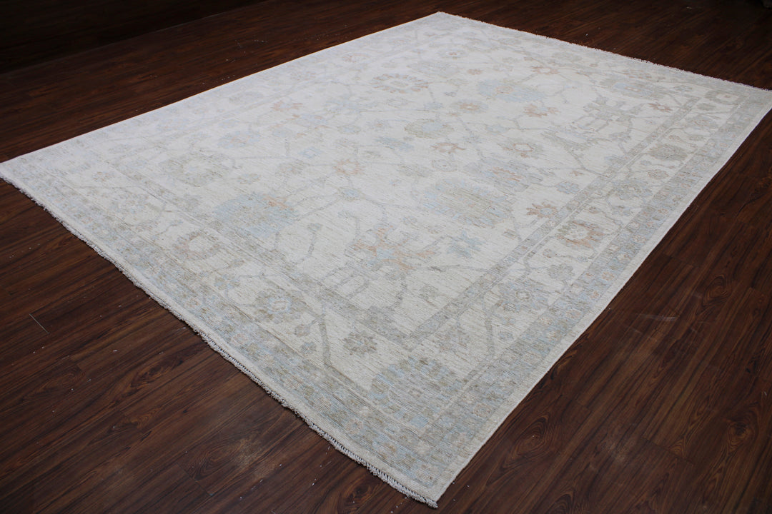 Hand Knotted Afghani Oushak Area Rug in gray