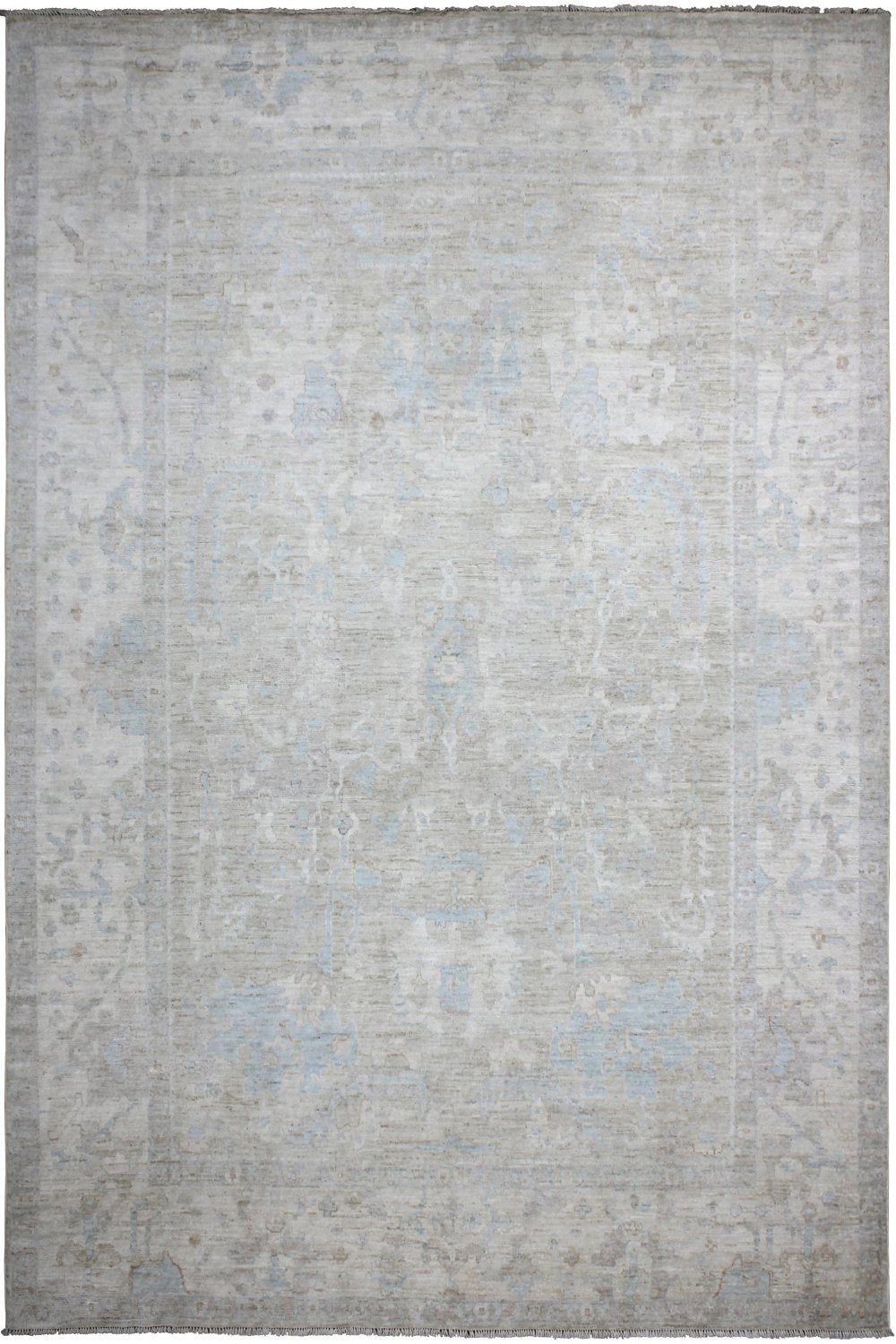 Hand Knotted Afghani Oushak Area Rug in gray