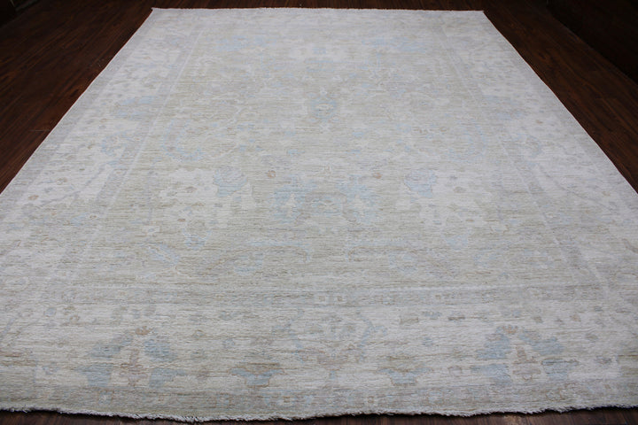 Hand Knotted Afghani Oushak Area Rug in gray