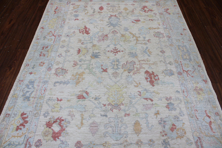 Hand Knotted Afghani Oushak Area Rug in gray