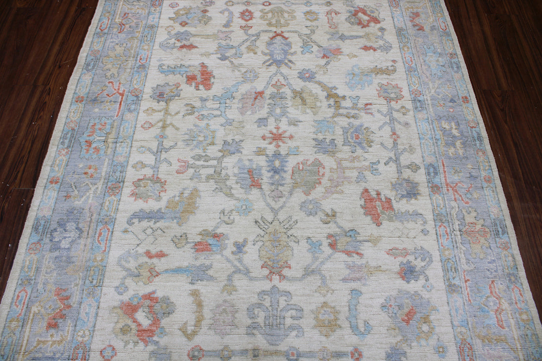 Hand Knotted Afghani Oushak Area Rug in neutral 