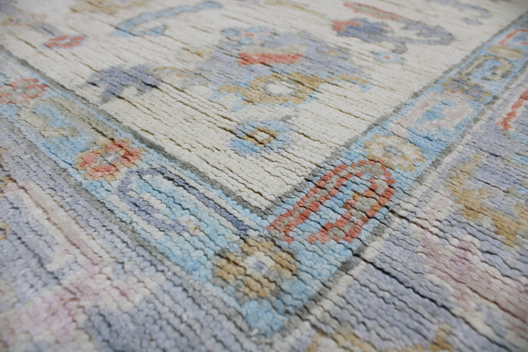 Hand Knotted Afghani Oushak Area Rug in neutral 