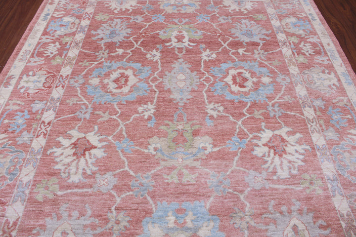 Hand Knotted Afghani Oushak Area Rug in Pink