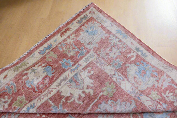 Hand Knotted Afghani Oushak Area Rug in Pink