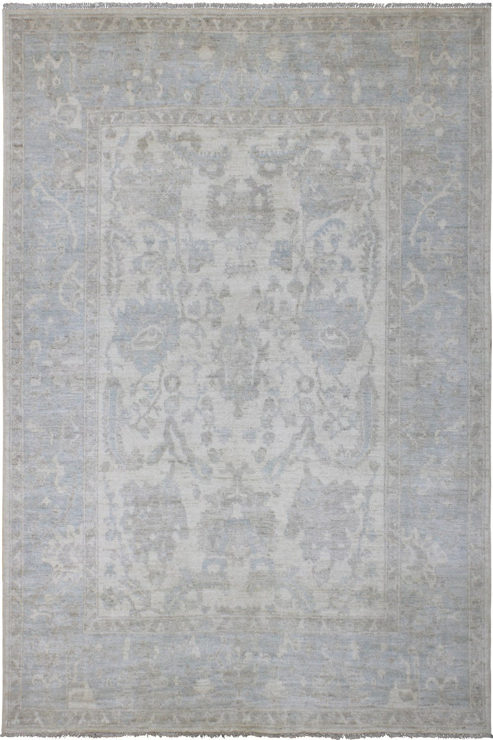 Hand Knotted Afghani Oushak Area Rug in neutral 