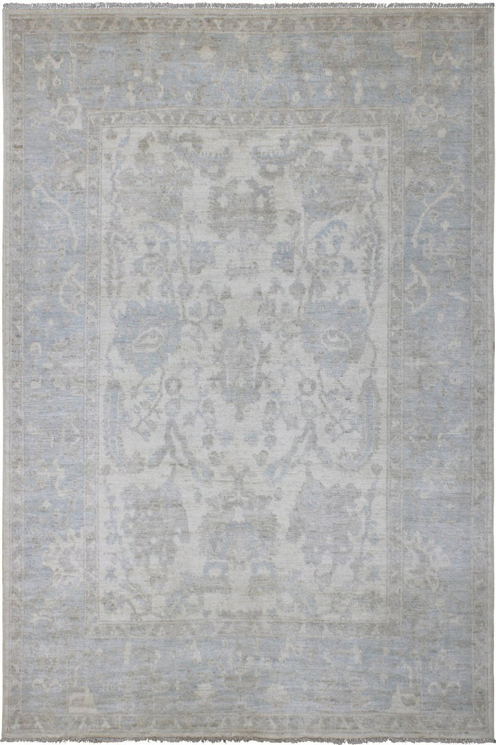 Hand Knotted Afghani Oushak Area Rug in neutral 