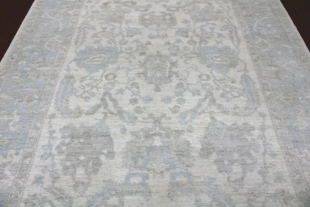 Hand Knotted Afghani Oushak Area Rug in neutral 