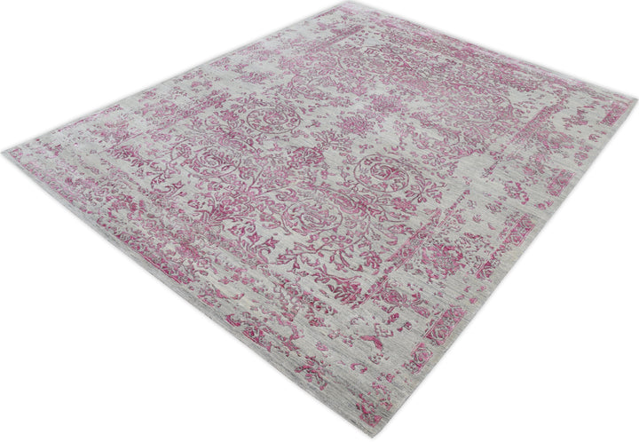 Hand Knotted Modern Area Rug in Pink Color