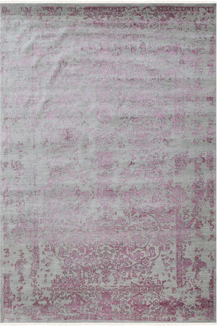 Hand Knotted Modern Area Rug in Pink Color 