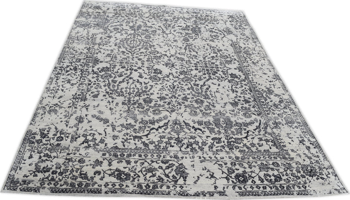 Hand Knotted Modern Area Rug in Gray Color