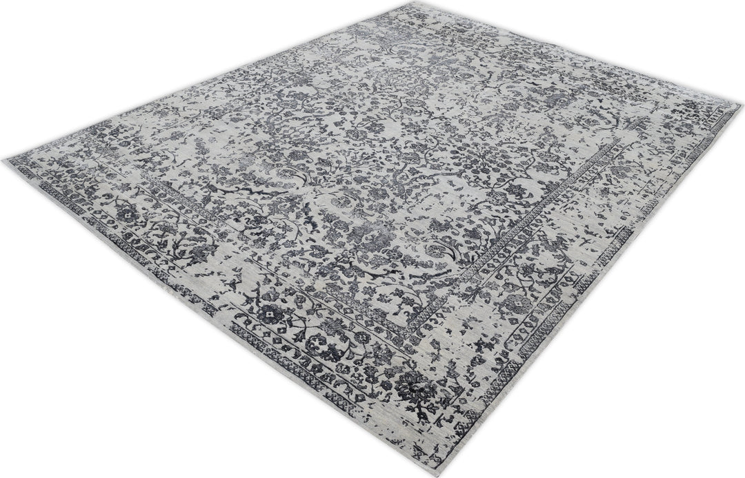 Hand Knotted Modern Area Rug in Gray Color