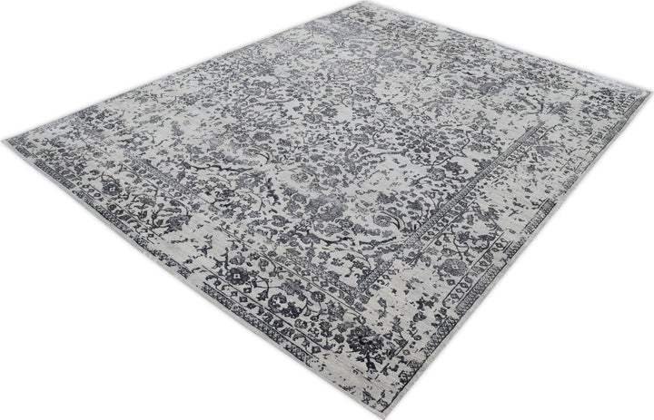 Hand Knotted Modern Area Rug in Gray Color