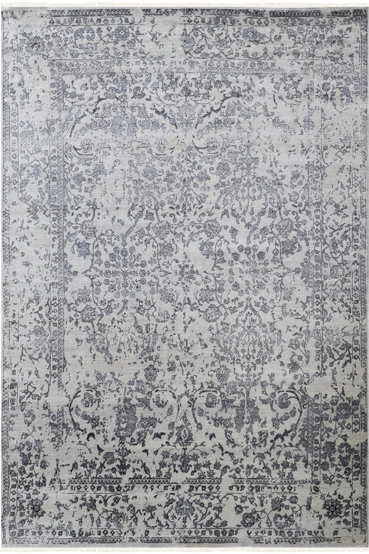 Hand Knotted Modern Area Rug in Gray Color