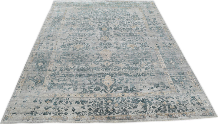 Hand Knotted Modern Area Rug in Blue color 