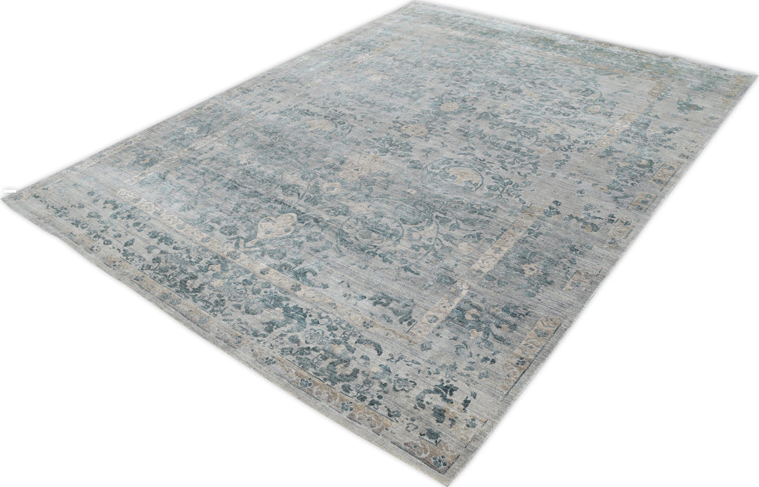 Hand Knotted Modern Area Rug in Blue color 