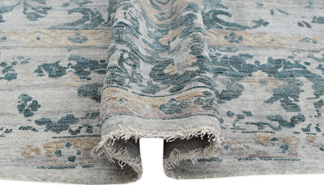 Hand Knotted Modern Area Rug in Blue color 