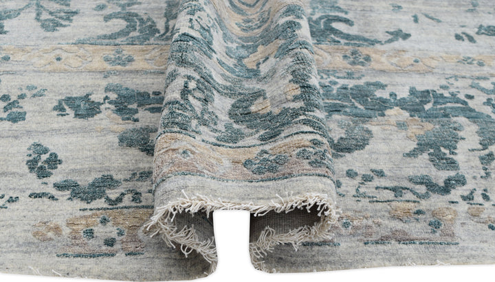 Hand Knotted Modern Area Rug in Blue color 