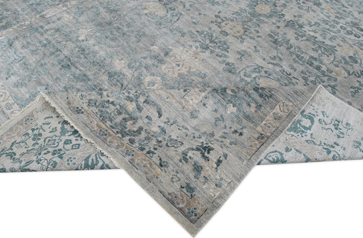 Hand Knotted Modern Area Rug in Blue color 