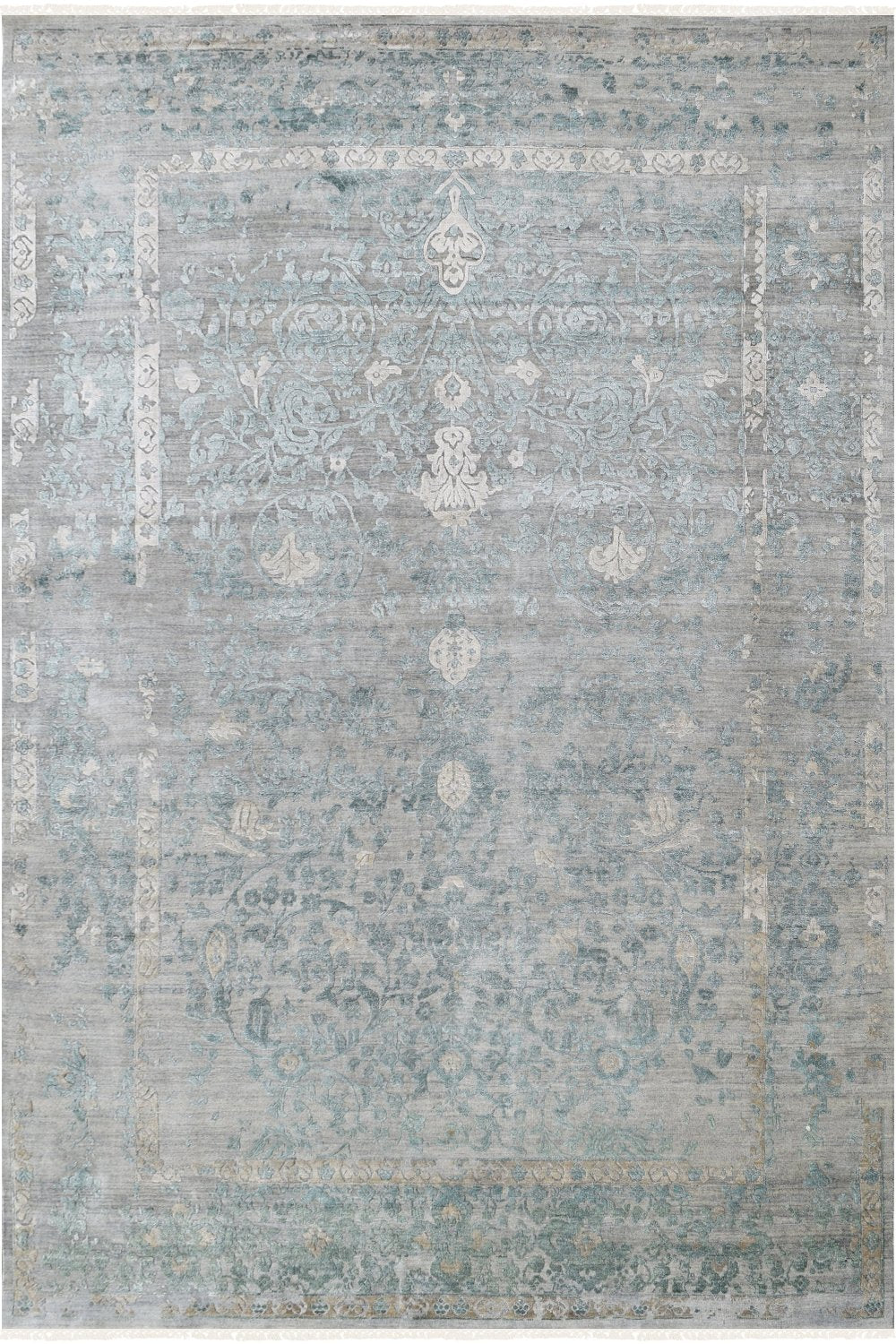 Hand Knotted Modern Area Rug in Blue color 