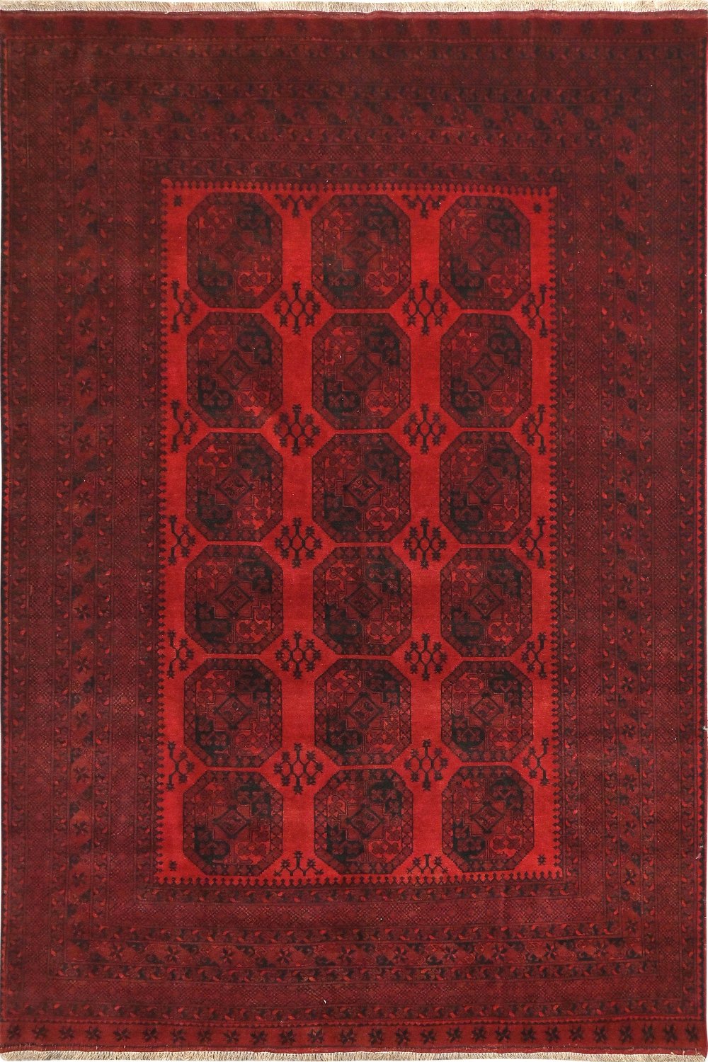 Hand Knotted Turkman Esari Area Rug in red 