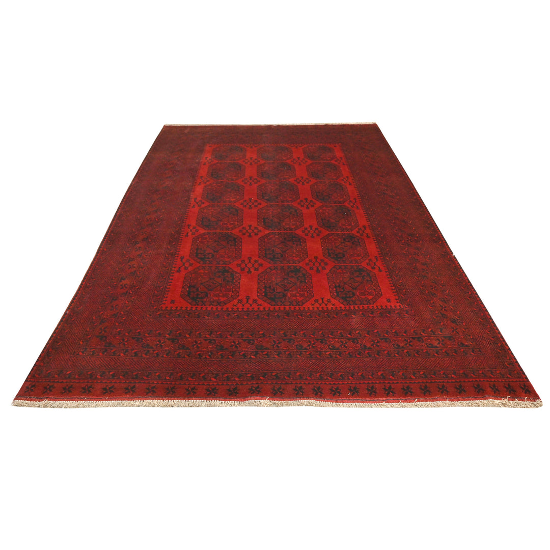 Hand Knotted Turkman Esari Area Rug in red 