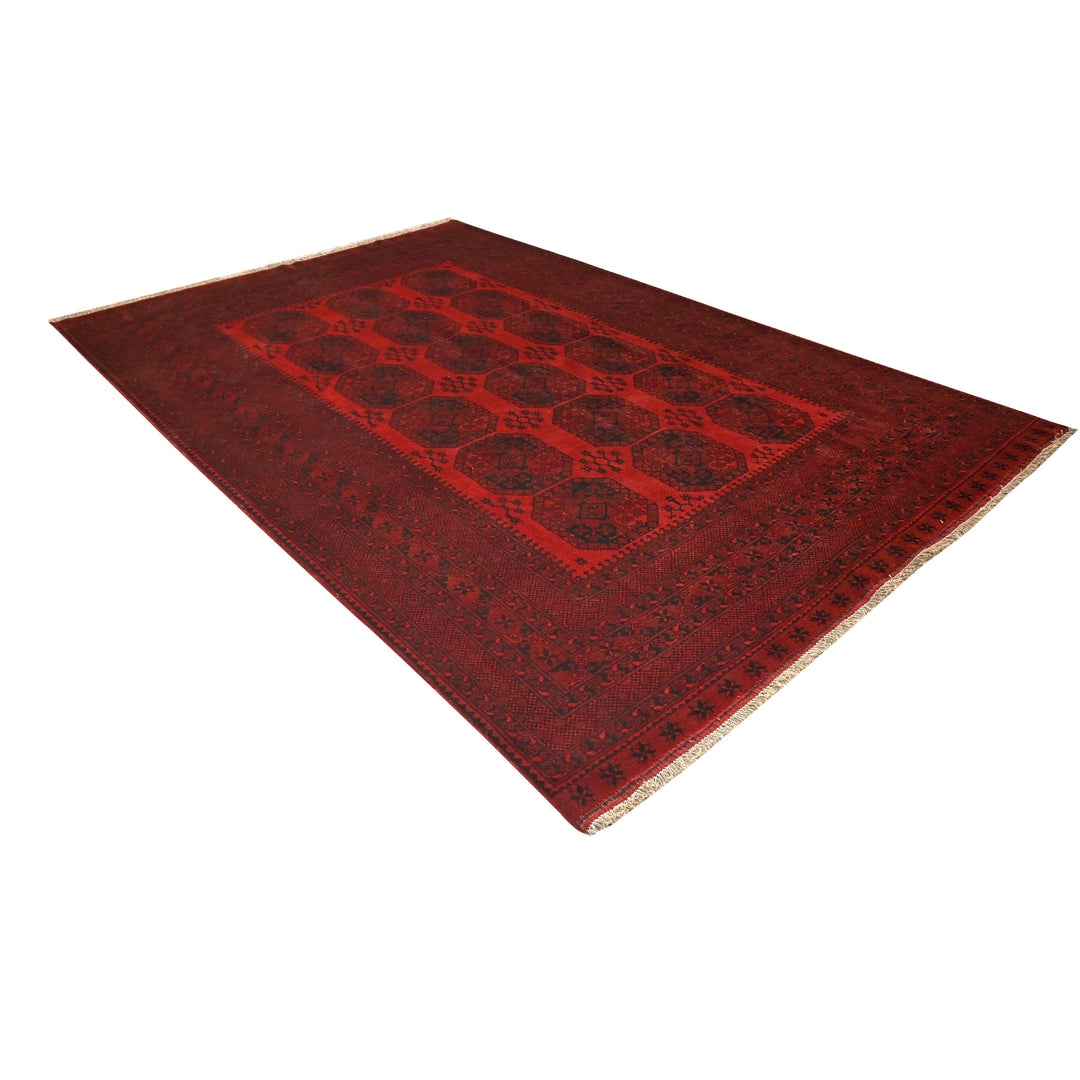 Hand Knotted Turkman Esari Area Rug in red 