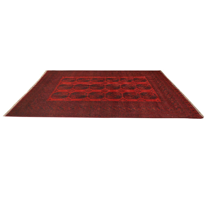 Hand Knotted Turkman Esari Area Rug in red 